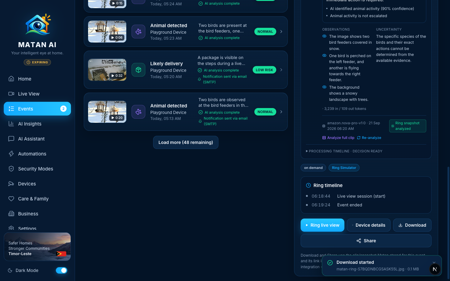 Event detail actions
