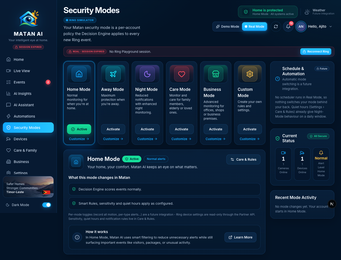 Security Modes in Real Mode