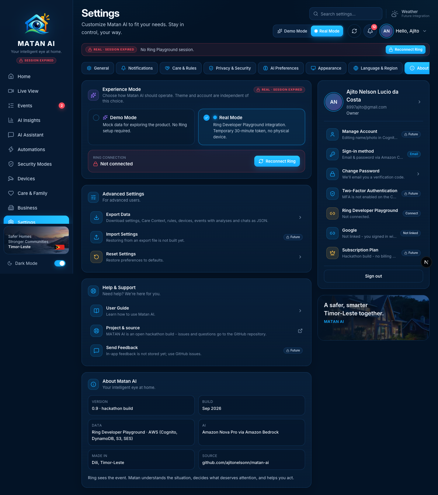 Settings — About