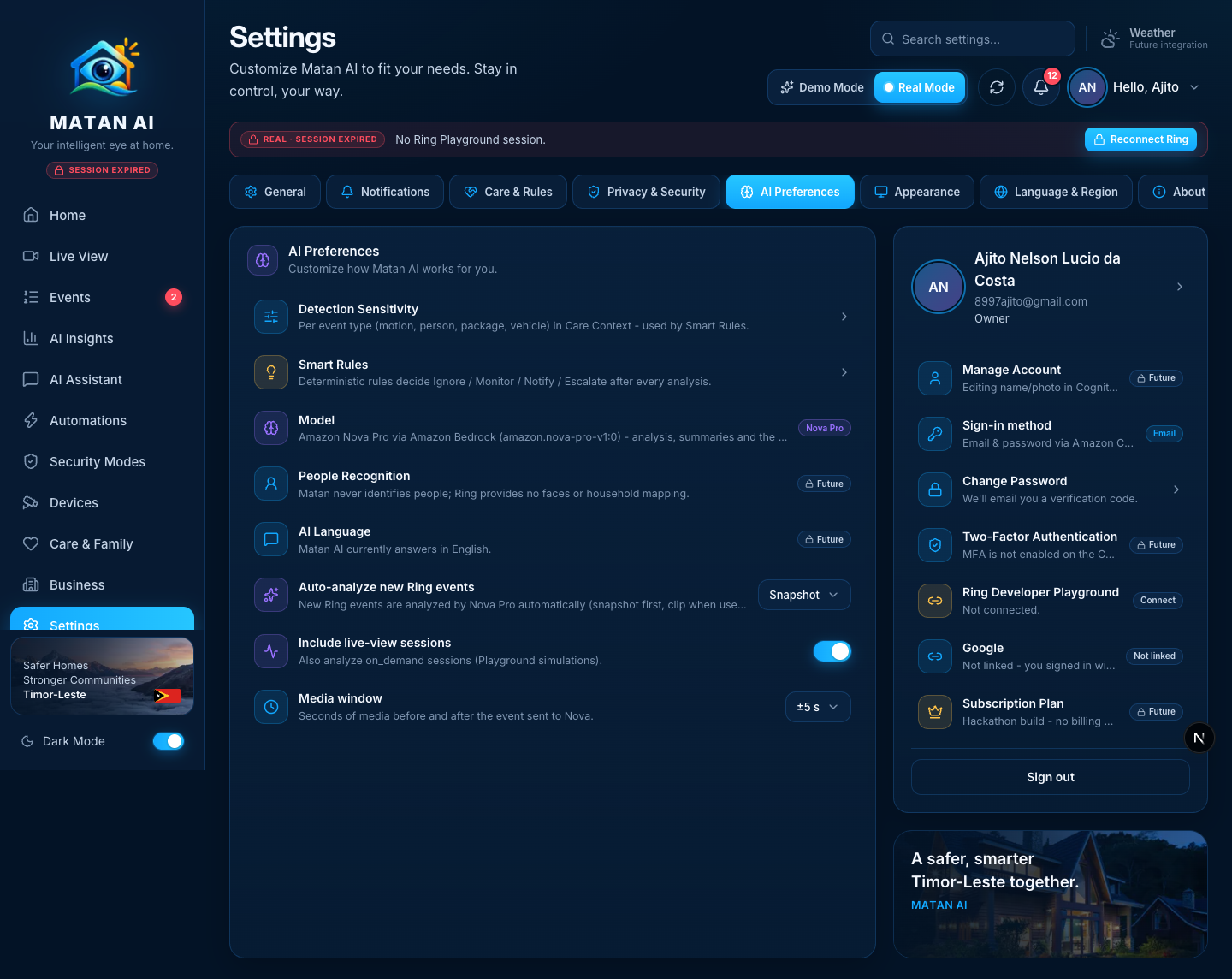 Settings — AI
