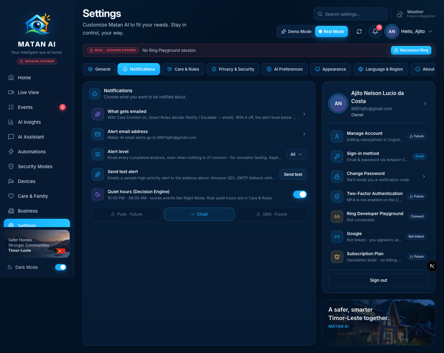 Settings — Notifications